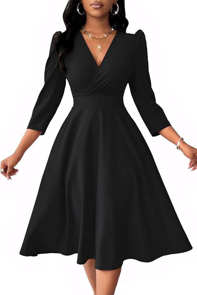 スーツ・フォーマル・ドレス UPPER EMBROIDERY FLARE DRESS POTTERY LONG BELL SLEEVE FLARE
